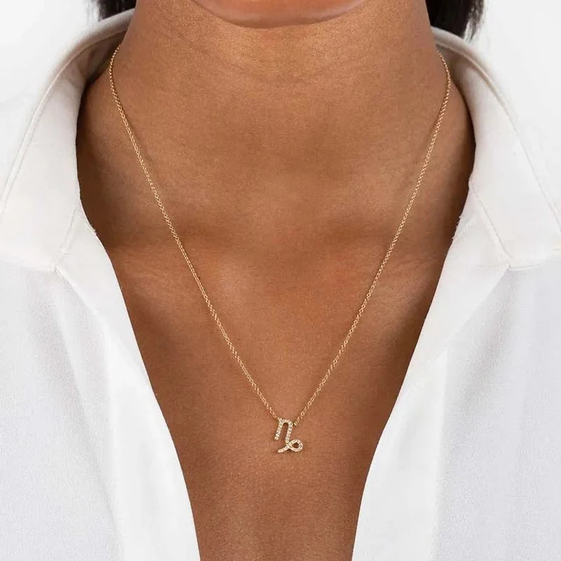 Dainty Diamond Zodiac Sign Necklace - Veinci