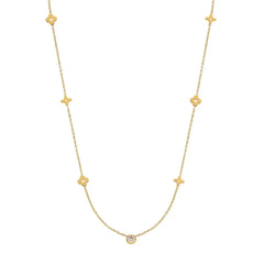 Dainty Floral Diamond Centerpiece Necklace - Veinci