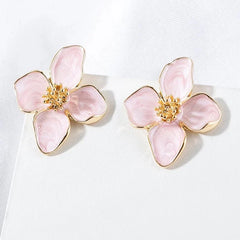 Dainty Floral Hibiscus Earrings - Veinci