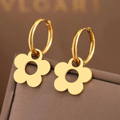Dainty Floral Hoop Earrings - Veinci