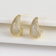 Dainty Glimmering Diamond Teardrop Earrings - Veinci