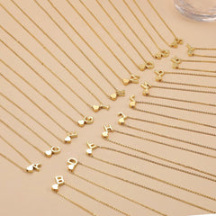 Dainty Heart Letter Initial Necklace - Veinci