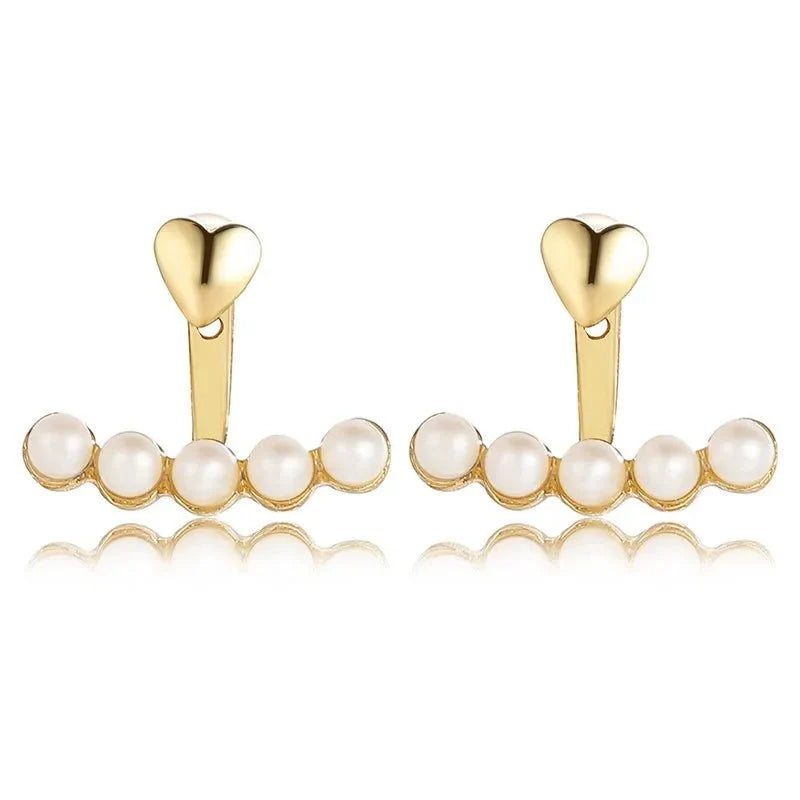 Dainty Heart Pearls Earrings - Veinci