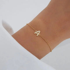 Dainty Initial Chain Bracelet - Veinci