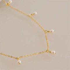 Dainty Pearl Droplets Necklace - Veinci