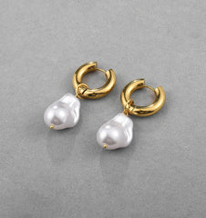 Dainty Pearl Huggie Earrings - Veinci