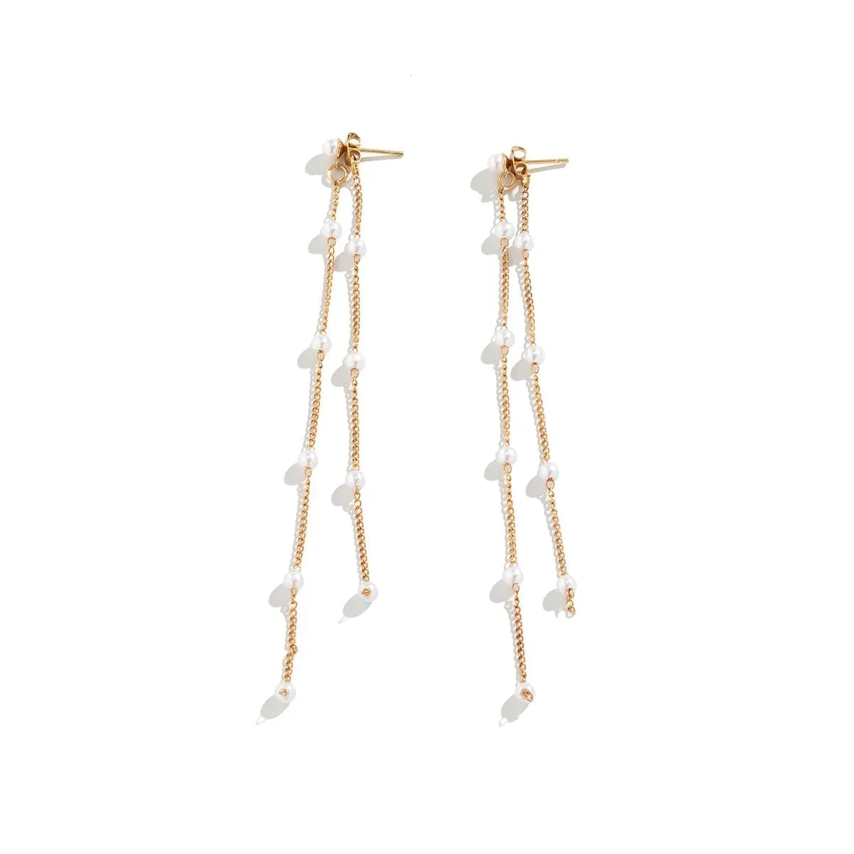 Dainty Pearl Long Tassel Earrings - Veinci