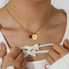 Dainty Personalized Name & Birthstone Necklace - Veinci