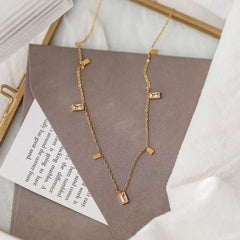 Dainty Rectangle Diamond Choker - Veinci