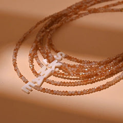 Dainty Stone Beaded Initial Necklace - Veinci