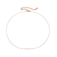 Dainty Strung Beaded Chain Necklace - Veinci