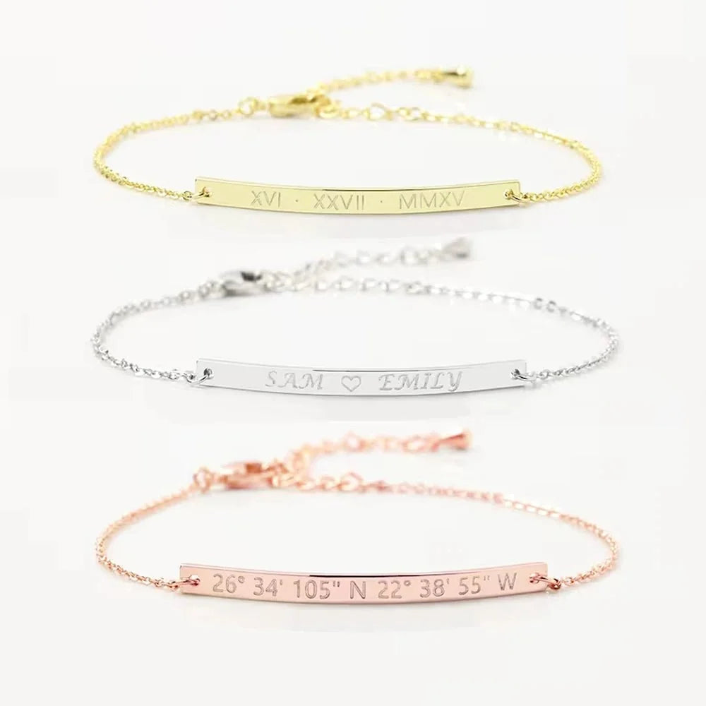 Dainty Thin Engraving Bracelet - Veinci