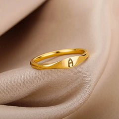 Dainty Thin Letter Initial Ring - Veinci