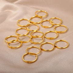 Dainty Thin Letter Initial Ring - Veinci