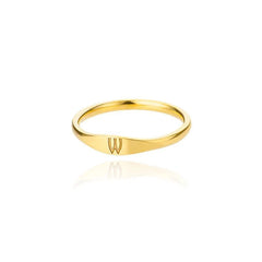 Dainty Thin Letter Initial Ring - Veinci