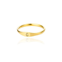 Dainty Thin Letter Initial Ring - Veinci