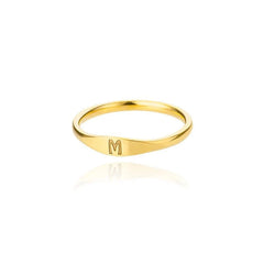 Dainty Thin Letter Initial Ring - Veinci