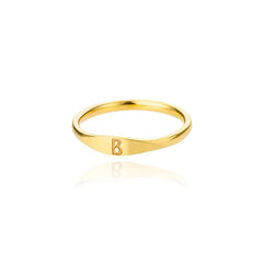 Dainty Thin Letter Initial Ring - Veinci