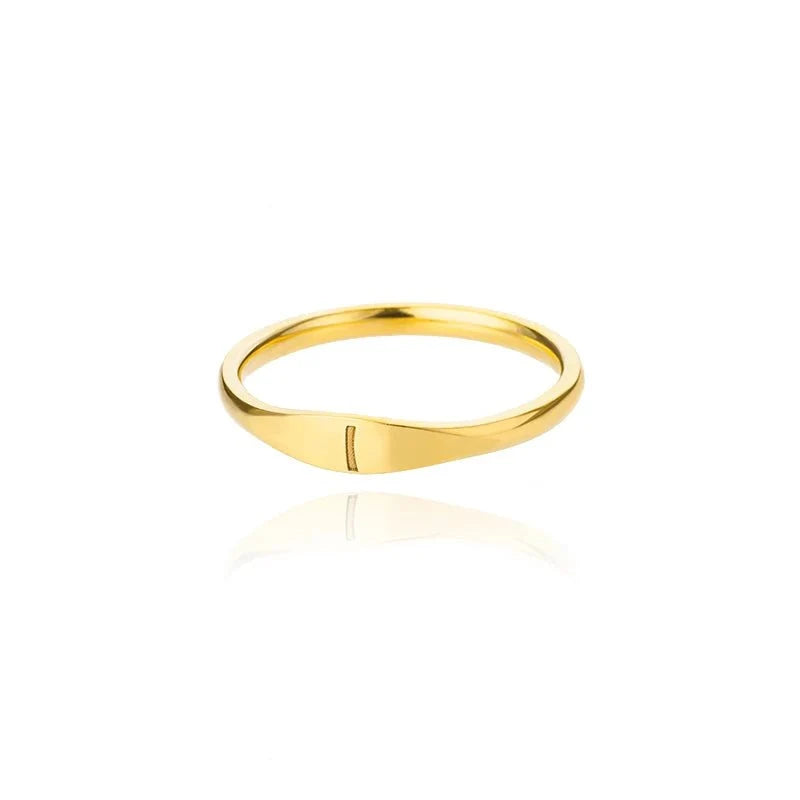 Dainty Thin Letter Initial Ring - Veinci