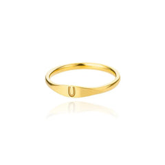 Dainty Thin Letter Initial Ring - Veinci