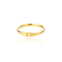 Dainty Thin Letter Initial Ring - Veinci
