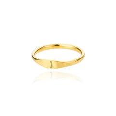 Dainty Thin Letter Initial Ring - Veinci