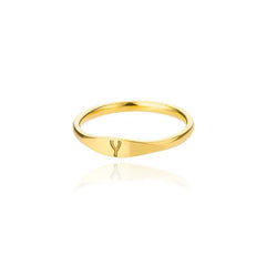 Dainty Thin Letter Initial Ring - Veinci