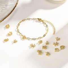 Dainty Thin Paperclip Letter Initial Bracelet - Veinci