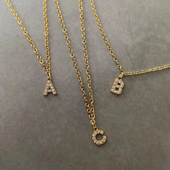 Dainty Zircon Letter Initial, Number, Symbol Chain Necklace - Veinci