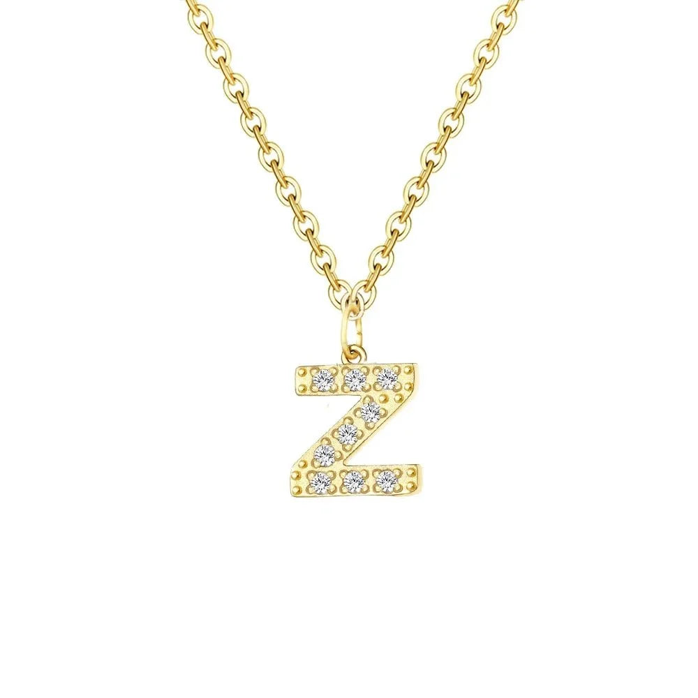 Dainty Zircon Letter Initial, Number, Symbol Chain Necklace - Veinci