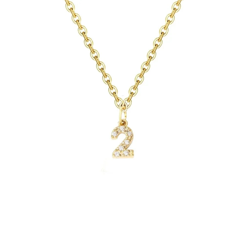 Dainty Zircon Letter Initial, Number, Symbol Chain Necklace - Veinci