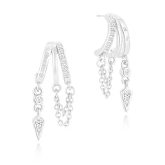 14K Triple Huggie Dangle Earrings Pair
