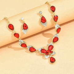 Diamond Gem Set Butterfly Necklace and Earring Set - Veinci