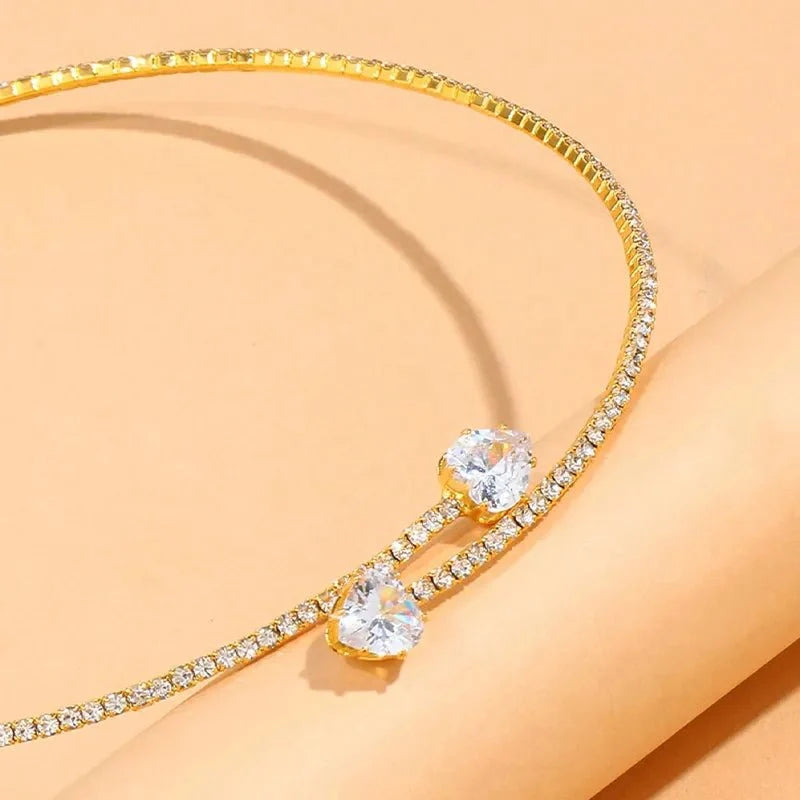 Diamond Heart Open Choker Necklace - Veinci