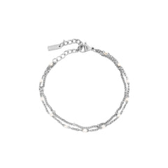 Double White Beaded Bracelet