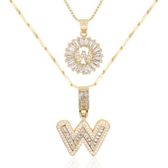 2-Piece 14K Diamond Letter Initial Necklaces
