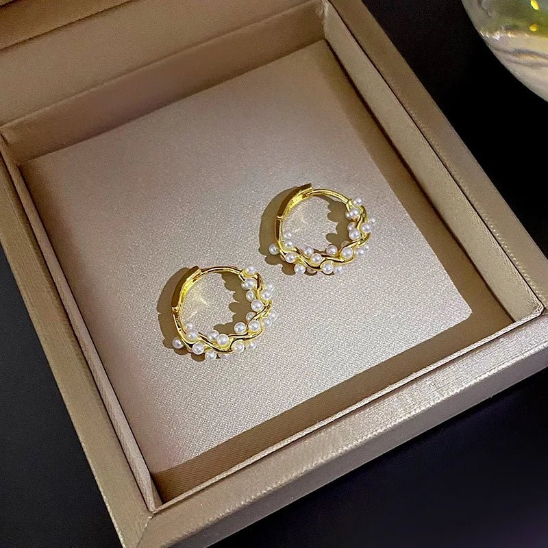Elegant Beaded Hoop Earrings - Veinci