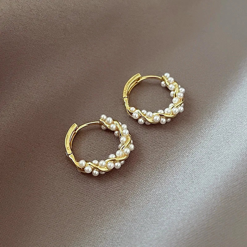 Elegant Beaded Hoop Earrings - Veinci