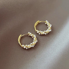 Elegant Beaded Hoop Earrings - Veinci