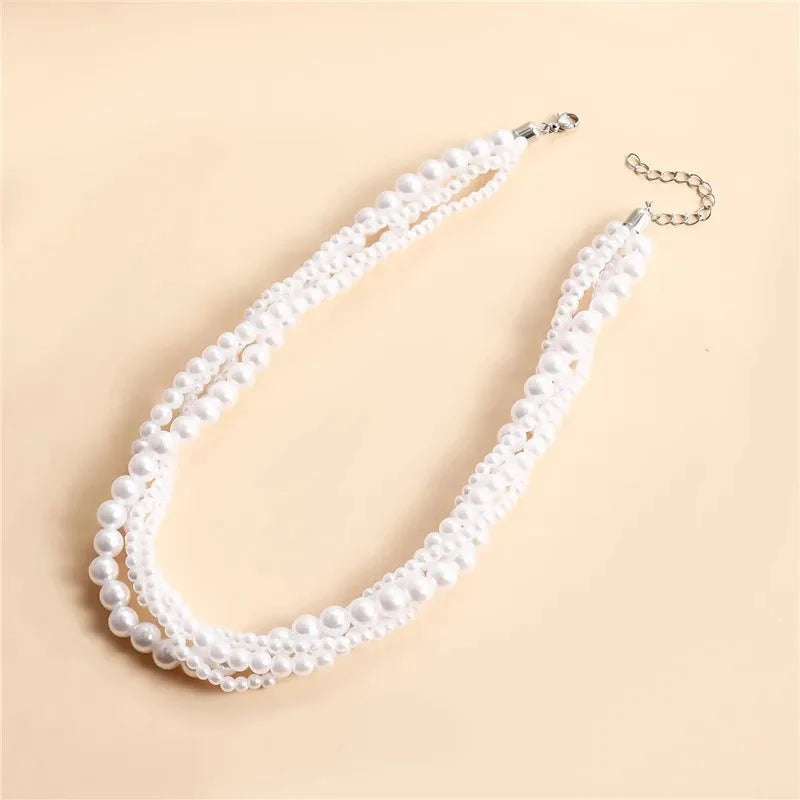 Elegant Pearl Embrace Layered Choker Necklace - Veinci