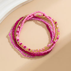 5-Piece Colorful Beaded Layered Anklet Stack