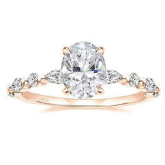 Sterling Silver 3CT Elegant Oval Set Moissanite Accented Band Ring