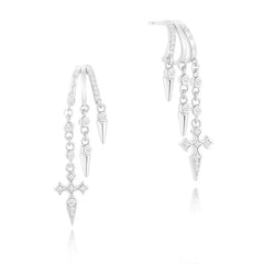 14K Triple Huggie Dangle Earrings Pair
