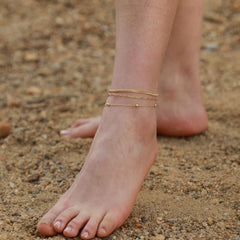 3-Piece Elegant Satellite, Paperclip, Curb Chain Anklet Set