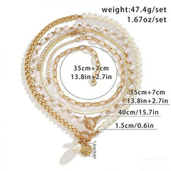 4-Piece Elegant Pearl Accented Necklace Stack