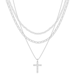 3-Piece 14K Layered Cross Necklace Stack