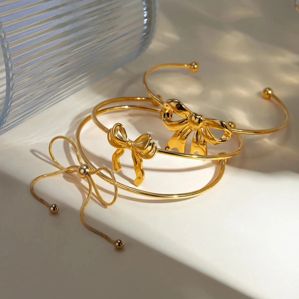 Feminine Bow Cuff Bracelets - Veinci