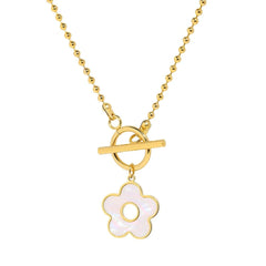 Floral Shell Open Clasp Necklace - Veinci