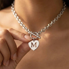 Paperclip Heart Letter Initial Choker Necklace