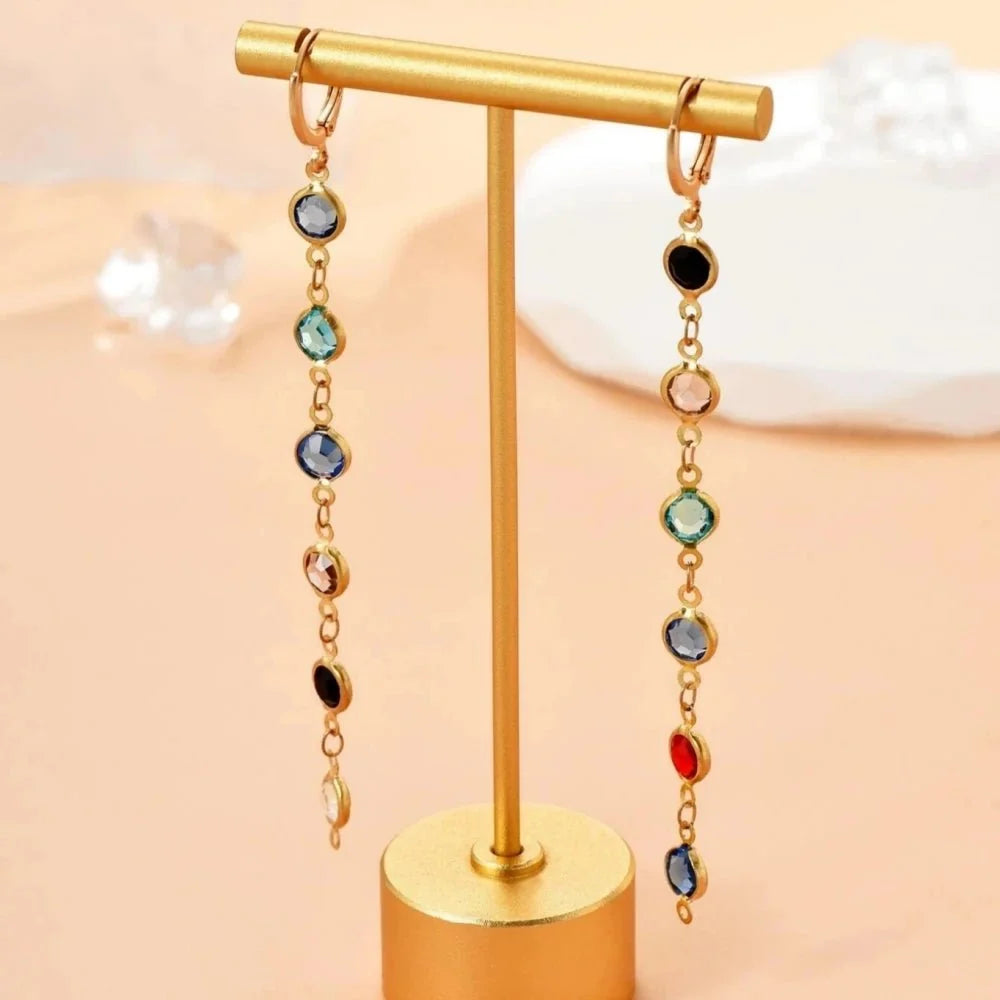 Gem Drop Hoop Earrings - Veinci